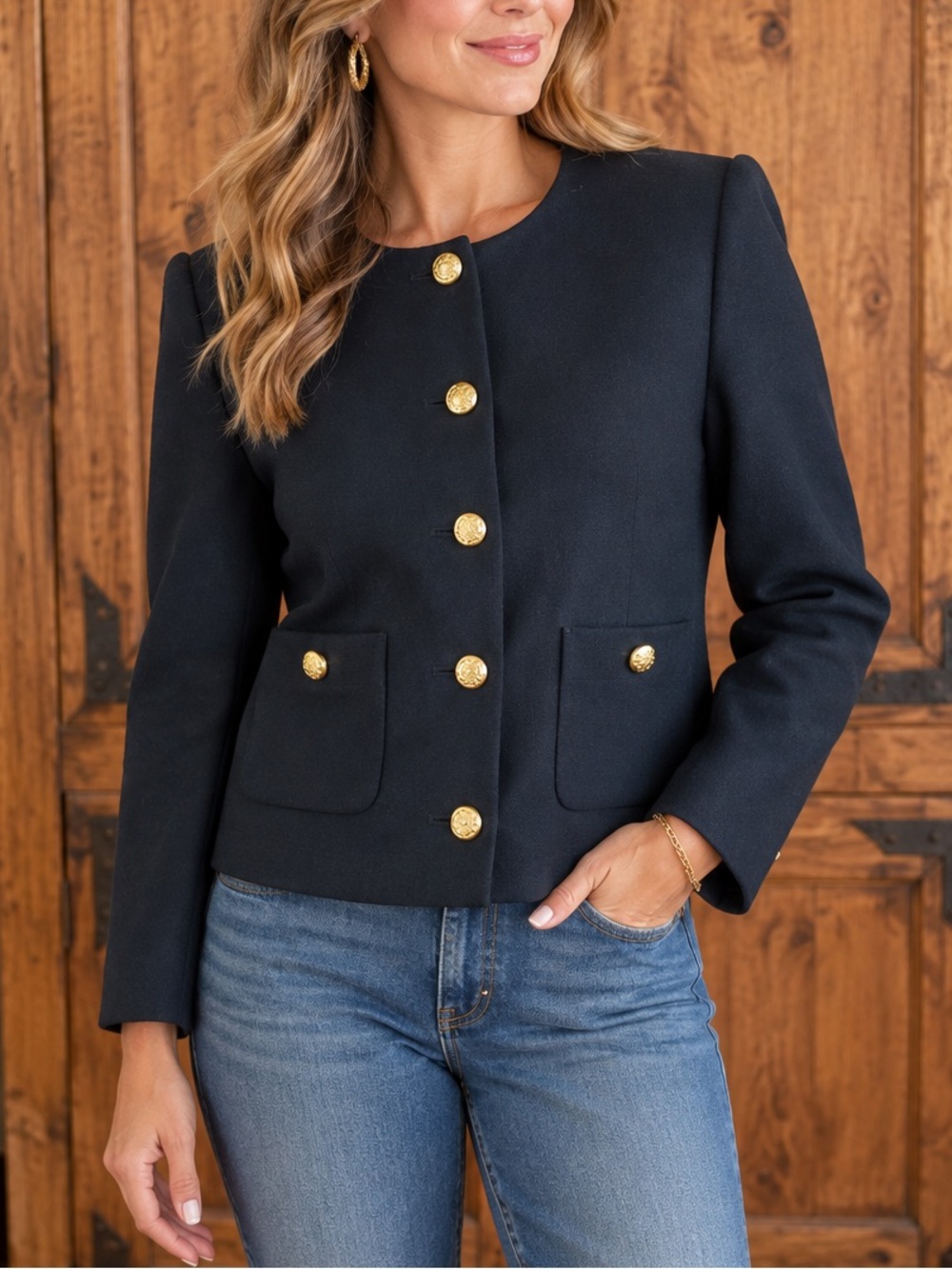Vintage 80s Herbert Grossman for Talbots black Wool Blazer Jacket Union Made 16